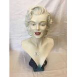 PLASTIC OR RESIN BUST OF MARILYN MONROE WITH DAMAGE