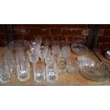 SHELF OF DRINKING GLASSES & BOWLS