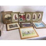 CARTON OF 4 FRAMED PRINTS OF YACHT'S & 6 OTHERS