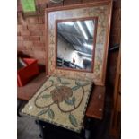METAL BACK MOSAIC FACE & A DOUBLE FRAMED WOOD ORNATE MIRROR