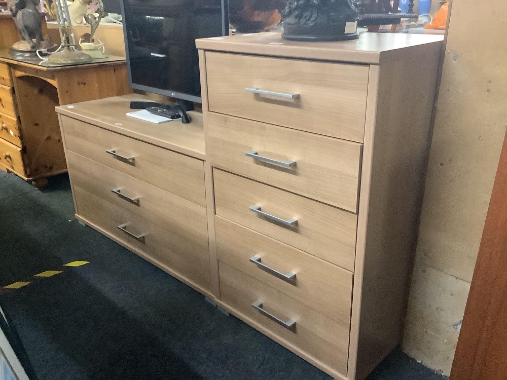 MATCHIN MODERN CHEST OF 3 DRAWERS & CHEST OF 5 DRAWERS