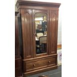 LATE VICTORIAN DOUBLE WARDROBE WITH MIRRORED DOOR, 44'' WIDE X 80'' TALL