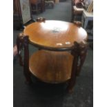 CARVED ELEPHANT 2 TIER TABLE IN TEAK WOOD