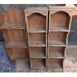 3 WOODEN SHELVING UNITS, 2 FREE STANDING 37'' TALL & 1 OTHER FOR WALL MOUNTING