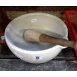 A PESTLE & MORTAR, APPROX 10'' DIAMETER