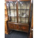 INLAID MAHOGANY GLAZED DISPLAY CABINET