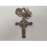 SILVER CELTIC CROSS PENDANT ON CHAIN, LONDON 1949 BY L.G.D, APPROX 20g