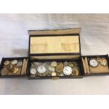 CASE CONTAINING WATCHES & SOME VINTAGE & ANTIQUE WATCH PARTS