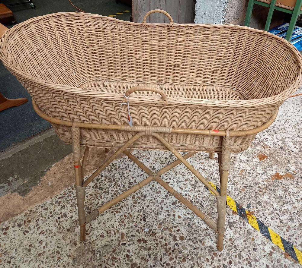 WICKER CHILD'S COT ON STAND