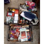 4 CARTONS OF MISC BRIC-A-BRAC INCL; BAGS, ETHNIC MASK,