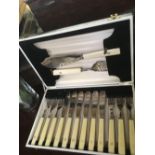 2 CARTONS OF FISH CUTLERY, 1 WITH A PAIR OF SERVERS