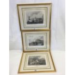 SET OF THREE ANTIQUE FRENCH COLOURED ENGRAVINGS OF COASTAL MARINE SCENES