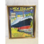 LARGE FRAMED COLOUR POSTER OF THE NEW ZELAND SHIPPING CO. LIMITED, ROYAL MAIL LINE