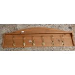 PINE & BRASS COAT RACK WITH 6 HANGERS