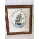 F/G PRINT OF THE FALMOUTH PACKET LADY HOBART BY MARK MYERS 1802