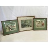 PAIR OF F/G PRINTS BY GORDON KING & A RUSSELL FLINT PRINT OF BASKET WEAVERS