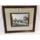 EARLY 19TH CENTURY WATERCOLOUR VIEW OF CASTLE ST ANGELO, ROME. INSCRIBED BENEATH THE IMAGE