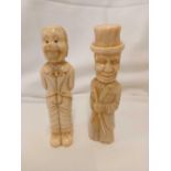 TWO EUROPEAN CARVED FIGURES, 4'' HIGH