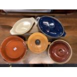 QTY OF 5 POTTERY CASSEROLE'S & CROCK POT'S