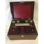 MAHOGANY CASKET - JEWELLERY / TOILETRIES & SECRET DRAWER