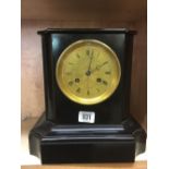 GILT FACED BLACK SLATE MANTLE CLOCK BY A BROCOT, PARIS