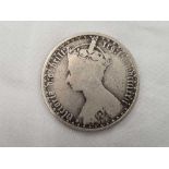 A VICTORIAN SILVER GOTHIC FLORIN 1872