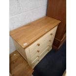 MODERN WOODEN CHEST OF 3 LONG & 2 SHORT DRAWERS, 39'' WIDE