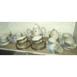 HAND PAINTED CHINESE TEAPOT, ACCESSORIES, CUPS, SAUCERS ETC & ANOTHER HAND PAINTED PART TEA SERVICE