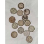 BOX OF SILVER 3 PENCE'S (14)