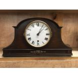 OAK CASED MANTLE CLOCK WITH WESTMINSTER CHIME