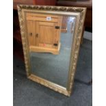 MODERN GILT FRAMED BEVELLED EDGE MIRROR, 30'' X 20'' OVERALL