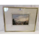 19THC WATERCOLOUR VIEW OF A TOWN IN AN EXTENSIVE LANDSCAPE