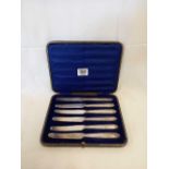 BOXED SET OF 6 SILVER HANDLED KNIVES