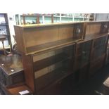 VINTAGE TEAK DISPLAY CABINETS (3) WITH SLIDING GLAZED DOORS, 1 X 33'' LONG, 1 X 30'' LONG & 1 X 21''