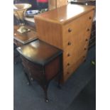 20TH CENTURY TEAK CHEST OF 5 LONG DRAWERS BY WILLIAM LAWRENCE LIMITED, 28'' WIDE & 1960 BOW