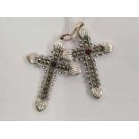 2 SILVER STONE SET CROSS PENDANTS