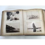 OLD LEATHER BOUND BOOK OF VICTORIAN PHOTO'S, EPPING FOREST, SURREY, THE THAMES ETC