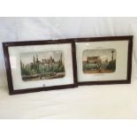 TWO ANTIQUE FRENCH LITHOGRAPHS WITH HAND COLOURING