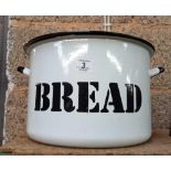 ROUND WHITE ENAMEL BREAD BIN,