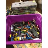CRATE OF CHILDREN'S DIECAST TOY CARS & RED BOX