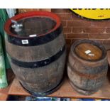 2 BARRELS, 1 LARGE & 1 SMALL WITH STEEL BANDS,