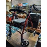 RED METAL AIDAPT 4 WHEELED WALKER