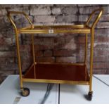 GILT METAL 4 WHEEL HOSTESS TROLLEY BY WERNETH MANUFACTURING