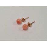 PAIR OF 9ct CORAL EAR STUDS