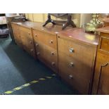 3 MATCHING RETRO TEAK CHEST OF 3 LONG DRAWERS BY WILLIAM LAWRENCE & CO. WITH MATCHING NARROW CHEST