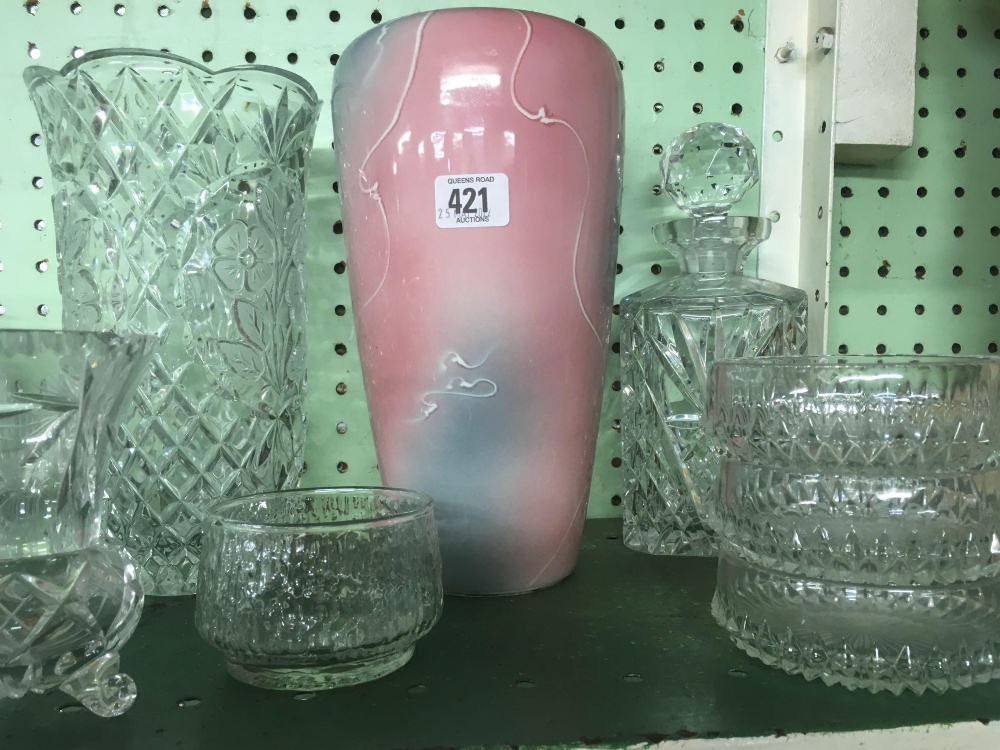 PAIR OF MATCHING CUT GLASS DECANTERS, VARIOUS VASES, BOWLS ETC - Image 3 of 3