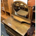 EDWARDIAN MAHOGANY DRESSING TABLE MIRRORED BACK, 2 LONG & 2 SHORT DRAWERS, BRASS HANDLES, 3ft 6''