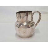 A SILVER CREAM JUG WITH HOOP HANDLE, SHEFFIELD