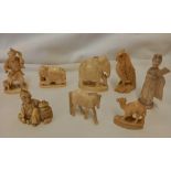 EIGHT CARVED INRO & VANS ANIMALS
