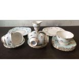 COLCLOUGH BONE CHINA 6 PLACE TEA SERVICE WITH 2 SANDWICH PLATES ETC